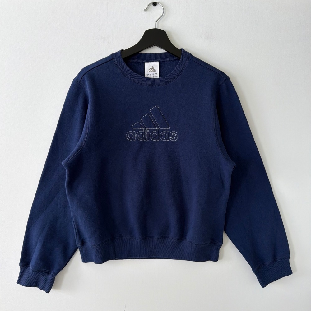 Adidas Vintage Navy Blue Embroidered Logo Crewneck Sweatshirt Y2K Womens M